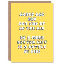 Artery8 Greeting Card Gin Bottle Better Than Roses Funny Poem For Her Gran Sister Niece Daughter Wife Woman Birthday Card