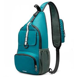 G4Free Lichtgewicht Sling Schoudertas Opvouwbare Borst Crossbody Rugzak Pack Dagrugzak voor Outdoor Fietsen Reizen Wandelen Mannen Vrouwen, Pauw Blauw