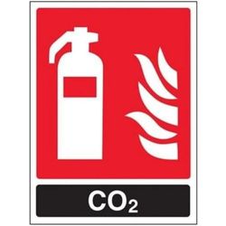 VSafety Carbon Dioxid Co2 Id Brandsläckningsskylt - 150 mm x 200 mm - 1 mm styv plast