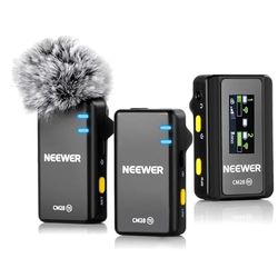 Neewer CM28 Microfono Lavalier Wireless, Anti Rumore con 1 Clic, 4GB di Archiviazione per 9 Ore di Audio Non Compresso a 48KHz e 16Bit, Mic a Bavero Compatibile con iPhone/Android/PC/Fotocamera/iPad