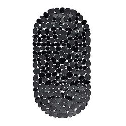 Relaxdays Tapis de Bain pour Baignoire Aspect Pierre, Tapis de Bain antidérapant, avec ventouses, Lavable, LxP: 36 x 68 cm, Noir