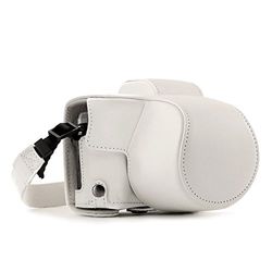 MegaGear MG1349 Ever Ready - Capa de couro com correia para câmara Olympus OM-D E-M10 Mark III, cor branca