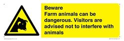 Beware Farm Animals can be dangerous. Se aconseja a los visitantes no interferir con los animales. Señal 3.