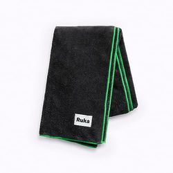 Ruka Super Absorbent Quick Dry No-Frizz Soft Microfiber Hair Towel Wrap for Curly, Coily or Kinky Hair 70cm x 120cm, Dark Grey with Green Detail