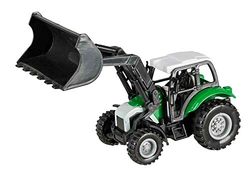 Idena 40292 Tracteur en Plastique avec Moteur à Friction, attelage de remorque et Chargement Avant Amovible, env. 14 x 9,3 x 7 cm