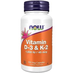 Now Foods, Vitamin D3 & K2, 1.000 UI, 120 Capsules végétaliennes, Testé en Laboratoire, Multivitamines, Sans Gluten, Sans Soja, Végétarien
