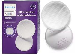 Wkładki laktacyjne Philips Avent - Niezwykle cienki i chłonny materiał - Discreet - Pakowane oddzielnie - Szczelne i oddychające - 2 taśmy - 24 sztuki - SCF254/24