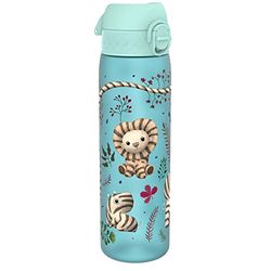 ION8 Vattenflaska, 500 ml/18 oz, Läcksäker, Lätt att Öppna, Säkert Lås, Diskmaskinssäker, BPA-fri, Hygieniskt Lock, Bärhandtag, Passar i Mugghållare, Lätt att Rengöra, Luktfri, Tryckt, Zebrafläktar