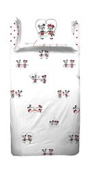Mickey e Minnie, Topolino, Set Lenzuolo Letto Singolo, Completo Letto Singolo Per Bambini, Lenzuolo Sopra, Lenzuolo Con Angoli, Federa, Bianco, 100% Cotone, Prodotto Ufficiale