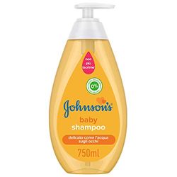 Johnson's Baby Shampoo, Shampoo bambini delicato e ipoallergenico, Shampoo neonati con formula Non Più Lacrime, Shampoo capelli senza sapone, alcol e coloranti ideale per tutta la famiglia, 750 ml