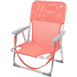 AKTIVE Opvouwbare strandstoel, stoel met vaste rugleuning, 44 x 40 x 72 cm, actief strand, kleur: koraal, lage klapstoel, aluminium buizen, draaggreep, maximaal gewicht 100 kg, met kantelbeveiliging