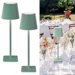 LuminexDesigns Draadloze led-tafellamp, 2 stuks, met touch control, dimbare 5200 mAh acculamp, 3 kleurtemperaturen, IP44 waterdicht, perfect voor binnen en buiten, groen