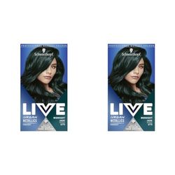 Schwarzkopf LIVE Urban Metallics Vibrant, Long Lasting, Permanent Green Hair Dye, Infused With Coconut Oil Shiny Hair, Midnight Jade U75 (Pack of 2)