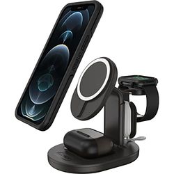 OtterBox Support de Charge 3 en 1 MagSafe, Station de Charge au Design élégant et léger, alignement et Fixation Parfaits avec avec MagSafe pour iPhone, AirPods et Apple Watch, Noir