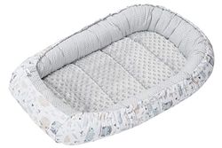 Medi Partners Reducteur de Lit Bebe - Réducteur Bébé 100x60x15cm Cocon et Naissance couffin Nid d'ange bilatéral Cale 100% Coton Minky (Glade avec Minky Gris)