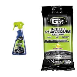 GS27 - Nettoyant Jantes Gel Titanium Classics - Compatible Toutes Jantes (Aluminium, Acier, etc.) - 500 ML & Lingettes Plastiques Voiture - Finition Satinée - Parfum Agrumes - 35 Lingettes Voiture