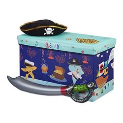 Relaxdays Tabouret Coffre boîte à Jouets Couvercle Pouf Enfant Pliable Rangement trésor 50L, Bleu foncé, 36 x 60,5 x 30,5 cm