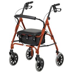 Days Lightweight Folding Rollator Walker – Mobility Aids, Adjustable Walking Frame with Padded Seat, Lockable Brakes, Ergonomic Handles, Walking Aid, Portable Walker for Elderly, Large – Russet Orange