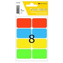 TopStick 1348 Multi-Purpose Labels, 8 Labels Per Sheet, 26 x 40 mm, 40 Labels, Self Adhesive, Stickers for Hand Labelling, Coloured