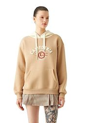 Koton Dames Kangaroo Pocket Detail Varsity Printed Hoodie, beige (057), L