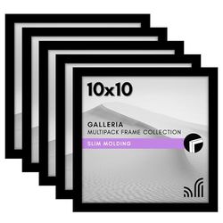 Americanflat 10x10 Picture Frame with Polished Plexiglass - Set of 5 - Galleria Collection - Gallery Wall Frame Set for Tabletop and Wall Display - Black