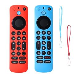 Funda Mando Fire TV Stick BHHB Funda Mando Amazon Fire TV Stick Funda de Silicona Compatible con Mando a Distancia de Voz Alexa Pro 2022 (Rojo y Azul)