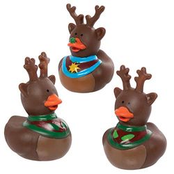 Baker Ross Ax448 Patitos de Goma Reno - Paquete de 6, Juguete Novedoso Para Niños, Ideal Para Relleno de Bolsa de Fiesta y Calcetín Para Niños