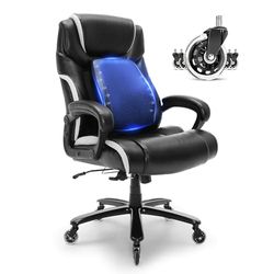 VEVOR Heavy Duty Executive Office Chair with Cutting-edge Adjustable Lumbar Support for Long Hours, Big and Tall 400lbs Office Chair, Wide Thick Padded Strong Metal Base Quiet Wheels