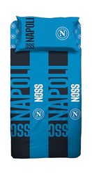 hermet SSC Napoli Set med enkelsäng i bomull, bäddset för enkelsäng, 100% bomull, överlakan + lakan med hörn + örngott, officiell produkt