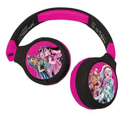 Lexibook, Monster High, Auriculares 2 en 1 Bluetooth y con Cable con micrófono y Botones de Control, Plegables y Ajustables, Batería Recargable de Larga duración, Rosa/Negro, HPBT010MH