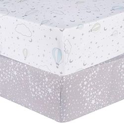 Sammy & Lou Starry Dreams - Juego de 2 sábanas bajeras de Microfibra para Cuna, se Adapta a colchones estándar de Cuna de 28 x 52 Pulgadas; Totalmente elástico,