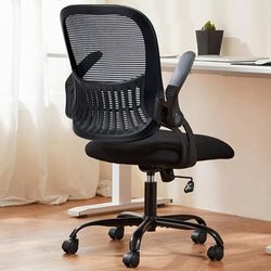 DUMOS Bureaustoel, ergonomisch, bureaustoel met lendensteun, verstelbare armleuningen, draaistoel, in hoogte verstelbaar, bureaustoel, geschikt voor kantoor en slaapkamer (zwart)