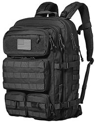Falko Tactical Mochila de 50 L, 2.4 veces más fuerte, mochila militar, mochila resistente, mochila grande Molle, para trabajo, al aire libre, Negro -, L, Táctica militar