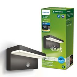 Philips Bustan Applique d'extérieur UltraEfficient, 3,8 W, lumière blanc chaud 2700 K, antracite, détecteur de mouvement, IP44 résistante aux intempéries
