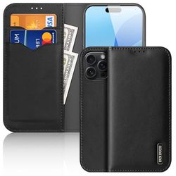 Dux Ducis Hivo Series äkta läder mobiltelefonfodral för iPhone 16 Pro, svart