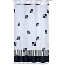 MSV 140783 douchegordijn, polyester/polypropyleen, vierkant, 180 x 200 x 0,1 cm, wit/zwart/grijs