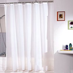 MSV Cortina DE BAÑO DE Polyester 180 X 200 CM Blanca, Poliéster, 200x0.5x180 cm
