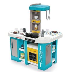 Smoby 311045 - Tefal Studio Bubble XL keuken – keuken in extravagante hoekvorm, met Bubble-fornuisfunctie, voor kinderen vanaf 3 jaar, met veel accessoires, turquoise