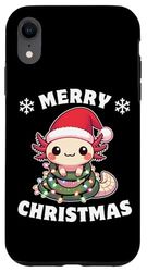 Santa Hat Christmas Fairy Lights Axolotl Case for iPhone XR
