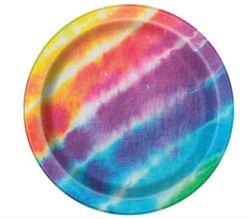 Unique Party 99104 - 18cm Rainbow Tie Dye Party Plates, Pack of 8