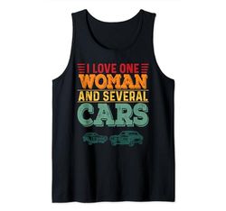 Hombre Cotización de coches mecánicos I Love, una mujer y varios amantes de los coches Camiseta sin Mangas