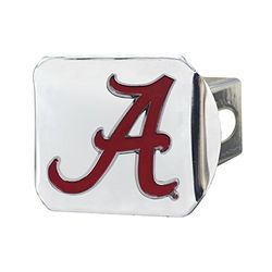 FANMATS NCAA Alabama Crimson Tide Hitch Cover with Color Emblemchrome Hitch Cover with Color Emblem, Chrome, One Size