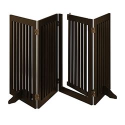 Relaxdays Barrera Seguridad Niños, Valla Protectora, Puerta, 92x206cm, Plegable, Cerca Protección Bebés, Perros, Marrón, Tablero de Fibras