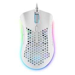 Mars Gaming MMEX Blanco, Ratón Gaming RGB, 32K DPI, Cable Feather, Switches Ópticos