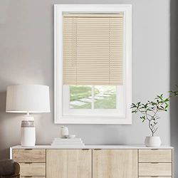 Cordless Light Filtering Mini Blind - 31 Inch Width, 48 Inch Length, 1" Slat Size - Alabaster - Cordless GII Morningstar Horizontal Windows Blinds for Interior by Achim Home Décor