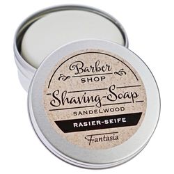 Facial Soap Brand Fantasy Model scheerzeep in tin, metaal, zilver, zeep gram
