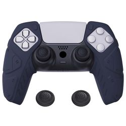 playvital Mecha Edition Midnight Blue Ergonomic Soft Controller Silicone Case Grips for ps5, Rubber Protector Skins with Thumbstick Caps for ps5 Controller – Compatible with Charging Station