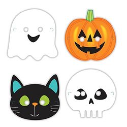 amscan Masker Halloween Friends 16 x 23 cm wit/zwart 8 stuks