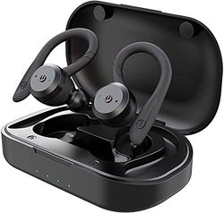 TIE Audio Écouteurs sans fil avec Powerbank (Bluetooth 5.0, pour activités de plein air et sportives, iOS et Android, jusqu'à 10 heures de téléphonie ou d'écoute de la musique) Noir
