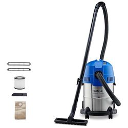 Nilfisk Buddy II 18L INOX Aspirador de água e pó, aspirador de bricolage para sólidos e líquidos, seco e húmido, exterior e interior (1200 W)